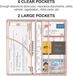 Cacturism Car Registration and Insurance Holder, Car Accessories Vehicle Glove Box Car Organizer Men Women Wallet Case with Magnetic Shut for Cards, Essential Document, Driver License, Bling Rose Gold