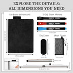 8.4" x 6" Portable White Board Dry Erase Notebook, PU Leather Shell Double Sided Folding Whiteboards with 3 Pens, Small Travel Dry Erase Board for Study, Meeting, Planning,doodling,Gift for Child