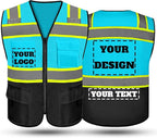 Safety Vest Reflective High Visibility with 5 Pockets ＆Zipper Class 2 Adult Unisex Construction Security Workwear