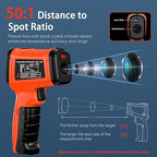 -58°F to 2732°F Infrared Thermometer Temperature Gun, 50:1 Laser Thermometer Gun for Oven, HVAC, Humidity Measurement Wood, Wall, IR Temp Gun for Engine, Forging, Industrial & Home