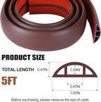 MYFAMIREA 5FT Floor Cord Cover for Wire Self Adhesive Cable Cavity Management PVC Extension Cord Hider Power Floor Wire Protector Cover Prevent Cable Trip for Office Home Outdoor (Brown, 1.97'')