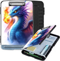 Clipboard with Storage Box & Pen Holder,Heavy Duty Clip Boards 8.5x11 for Nursing,High Capacity,School & Office Supplies,Blue Dragon Fire