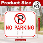 Geetery 12 Pcs No Parking Signs Traffic Cone, 12.6 x 10.43 Inches Plastic Traffic Cone Top Warning Sign for Road Barricade Outdoor Construction Waterproof