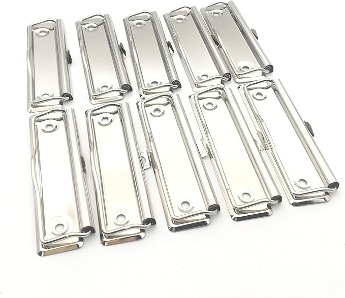 Shuokecrafts10 Pack Metal Clipboard Clips with Rubber Grips and Hanging Hole (10cm with Hook)