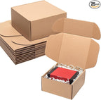 8x8x4" Shipping Boxes 25 Pack Mail Box Brown Corrugated Cardboard Mailing Boxes for Small Business, Kraft Medium Literature Mailer Packaging Supplies