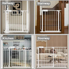 Baby Gate for Doorways Stairs Hallway 76.3-81.1 Inch Wide, Walk Through Child Gates with Pressure Mounted Extention Kit, Indoor Safety Child Gates for Kids or Pets
