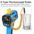 Infrared Thermometer Temperature Gun, Non-Contact High Temp Thermometer with Probe, 30:1 Laser Pyrometer with Color LCD for Cooking, Engine, Kiln, Forging, HVAC & Industrial, -40℉ to 2462℉