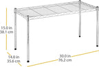 Whitmor 1 Tier Shelving Units, Wire Rack Storage Organizer, 30" L x 14" W x 15" H, Chrome