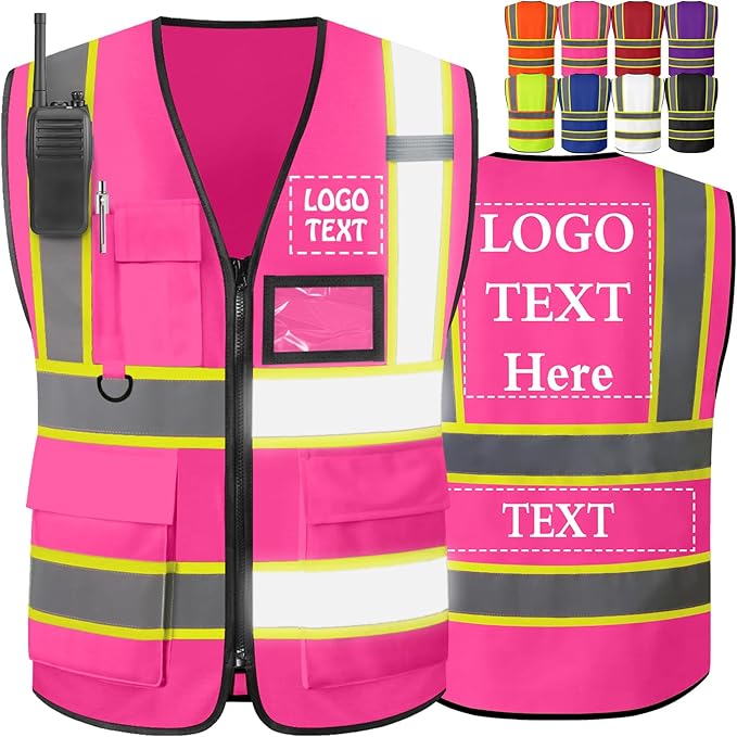 Custom Safety Vest High Visibility Customize Class 2 for Men Personalized Two Tone Logo Work Vests for Construction
