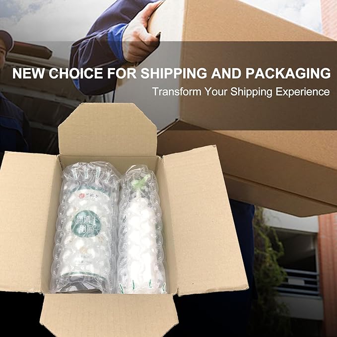 Bubble Cushioning Wrap Roll Inflatable Bottle Shipper Protector Sleeve, Air Pillows for Shipping Large Size Air Bubbles Packing Supplies for Fragile Items Recyclable Packaging Material 12"x82'