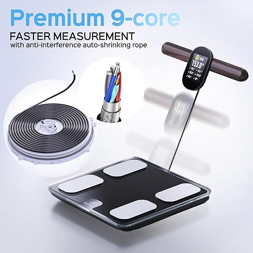 CLORIS Digital Smart Scale for Body Weight Fat BMI Muscle Mass 28 Body Composition Measurement Health Analyzer 8 Electrodes with App Bluetooth, Full-Color TFT LCD