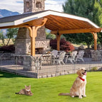 Tall Garden Fence with Gate, 40 Inch(H) 4 Panels Dog Fence Outdoor for Yard, Total Length 8.8 Ft Metal Decorative Fences│Patented