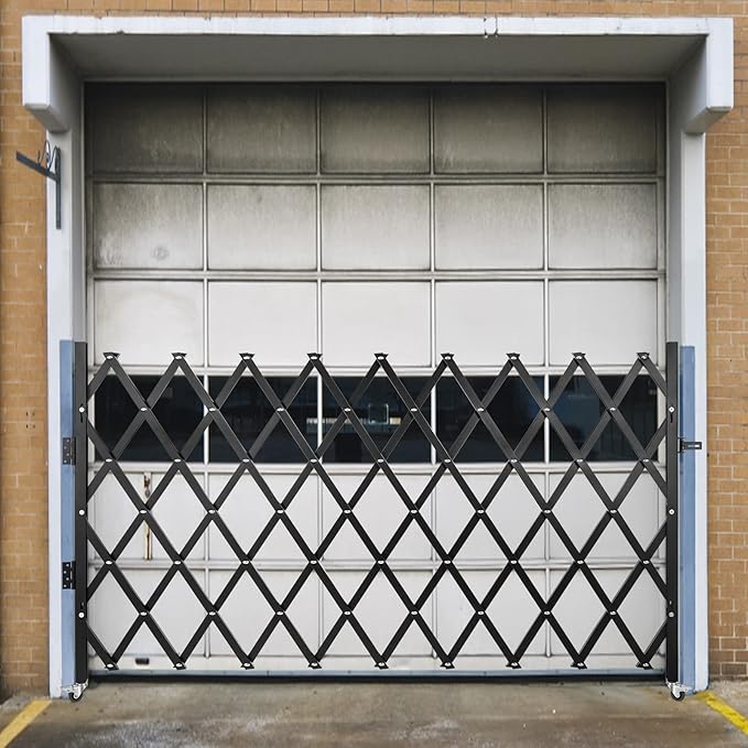 VEVOR Single Folding Security Gate, 51.57" H x 74" W, Steel Accordion Door, Flexible Expanding Barricade, 360 Rolling Scissor Gate With Padlock