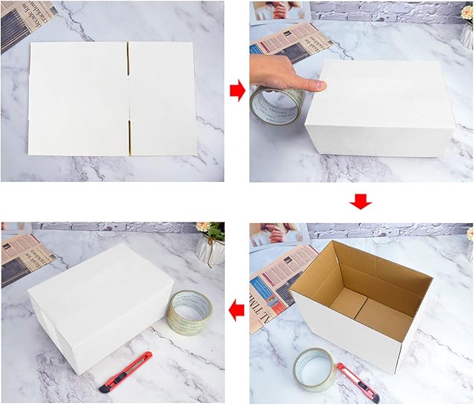 Calenzana 9x6x4 Shipping Boxes Set of 25, White Corrugated Cardboard Box for Packing Mailing Small Business