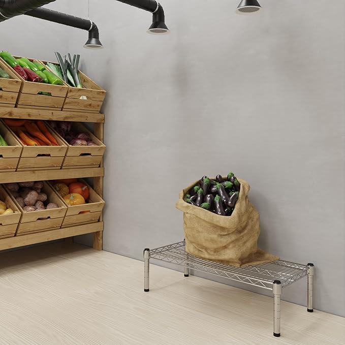 14''W x 30''L x 8''H Chrome Plated Wire Dunnage Rack | Off The Floor Storage