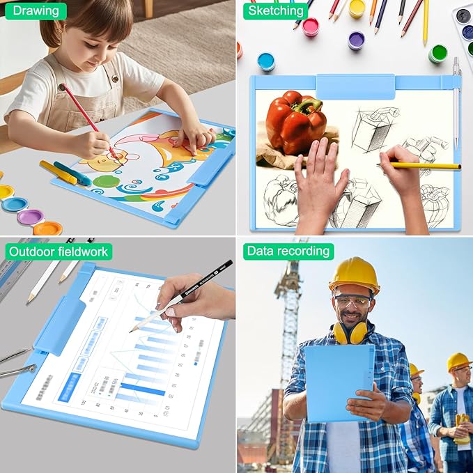 1 PCS A4 Size Clipboards,Plastic Clipboard,8.5x11 Clipboard with Pen Holder,Plastic Clipboards with Low Profile Clip, Cute Hanging Clip Boards for Office School Supplies Clip Board(Blue)