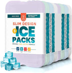 Healthy Packers Reusable Ice Packs for Lunch Boxes - Long Lasting Slim Freezer Packs, Thin Non-Toxic BPA-Free Hard Gel Ice Blocks for Coolers, Kids & Adults Lunch Bags, Travel, Camping, Food Storage