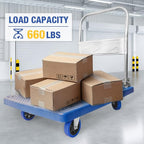 Foldable Push Cart Dolly 660 lbs, Capacity Heavy Duty Moving Platform Trucks Hand Cart with 360° Swivel Wheels for Home Garden Warehouse Garage Workshops