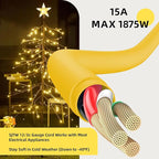 EP 8 Ft Outdoor Extension Cord, 12/3 SJTW Heavy Duty Extension Cable with 3 Prong Grounded Plug, 15 AMP Power Cord for Lawn, Garden, Appliances, Yellow