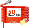 HUANCHAIN 12/3 Gauge Heavy Duty Outdoor Extension Cord 50 ft Waterproof with Lighted end, Flexible Cold-Resistant 3 Prong Electric Cord Outside, 15Amp 1875W 12AWG SJTW, Orange, ETL