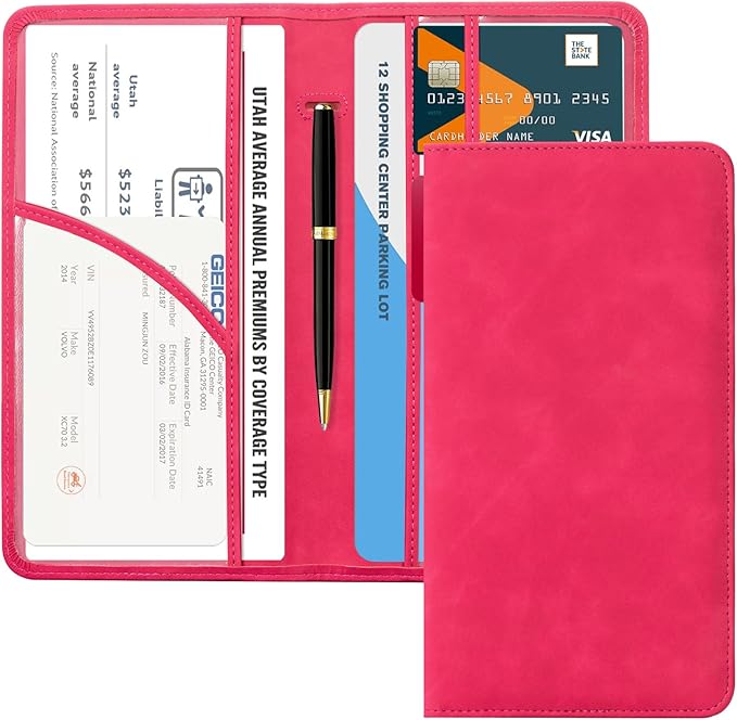 CoBak Car Registration and Insurance Holder - Vehicle Glove Box Car Organizer,Auto Truck Comparment Accessories Case with Magnetic Closure for Driver License,Cards