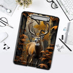 Clipboard with Storage,Office Supplies Nursing Clipboards Folder with Pen Holder Plastic Foldable Clip Board with Storage for Nurse Teacher,Camouflage Forest Deer