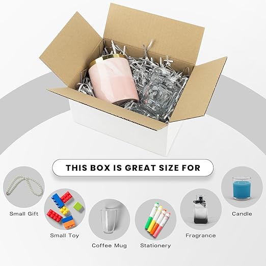 Golden State Art 8x6x4 Inches White Shipping Boxes 28 Pack, Corrugated Cardboard Box for Small Business Mailing Shipping and Storage