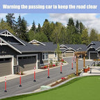 BESEA 8PCS 36" Traffic Delineator Posts with Detachable Base & High-Visibility Reflective Collars,Orange Flexible Safety Cones for Driveway, Parking Lot, Roadway, and Work Zone