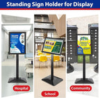 Sign Stand 11x17inch Pedestal Sign Holder Poster Stand 3Packs Adjustable Floor Standing Sign Holder with Heavy Duty Display Stand for Indoor Outdoor Business Store Sign Holders(Black)