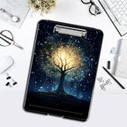 Clipboard with Storage,Office Supplies Nursing Clipboards Folder with Pen Holder Plastic Foldable Clip Board with Storage for Nurse Teacher,Galaxy Tree