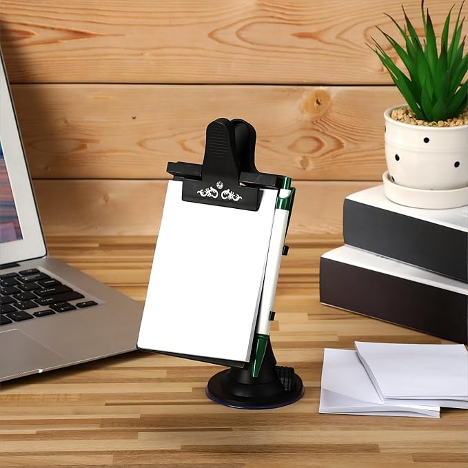 Harloon 2 Pcs Car Notepad Holder with Mount Car Memo Pad with Pen Pad Mount Clip Board Dashboard Clipboard Universal Suction Cup Message Flexible Neck Stationary Set for Home Office Kitchen Supplies