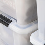IRIS USA 21 Qt Stackable Plastic Storage Bins with Lids, 8 Pack - BPA-Free, Made in USA - Discreet Organizing Solution, Latches, Durable Nestable Containers, Secure Pull Handle - Pearl