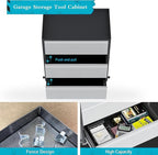 3 Drawer Rolling Garage Storage Cabinet, Small Metal Tool Cabinet with Drawer, Tool Chest & Cabinet for Workshop, Garden, Home, Office, Assembly Required, Black/Gray