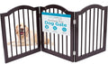 INTERNET'S BEST Arched Top Dog Gate | 3 Panel, 24" H Wooden Pet Barrier for Dogs or Cats | Freestanding Folding Room Divider for Doorways, Hallways, Stairs, and Porch | Portable, Extra Wide | Espresso