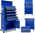 13-Drawer Rolling Tool Chest with Double Door, Extra Large Storage Cabinets with Tool Box, 2-in-1 Detachable Design, 600 lbs Capacity with Lockable Wheels for Garage, Mechanic & Home Use (Blue)