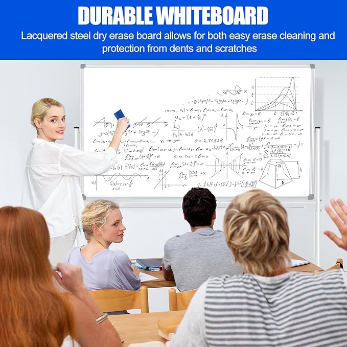 Large Rolling White Boards 60X36, Double-Sided Mobile Magnetic Whiteboard on Wheels, 5' x 3' Whiteboard with Stands, Dry Erase Board with Stand Up White Board for School, Office, Home