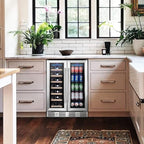 24 Inch Wine and Beverage Fridge, Wine Refrigerator Dual Zone Hold 20 Bottles and 78 Cans,Built-In or Freestanding Digital Touch Control