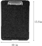 Clipboard with Storage Slim Folding for Nursing, Teachers, Coaches & Office, Plastic Heavy Duty with Pen Holder (9.5” x 13.5”) (Black White Splatter)