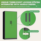 INTERGREAT Metal Storage Cabinet with Lock, 61" H Metal Cabinets Storage with 2 Doors and 4 Adjustable Shelves, Locking Garage Cabinet for Home Office, Kitchen, Bathroom (Black Green)
