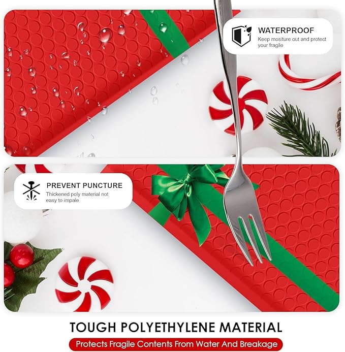 Christmas Poly Bubble Mailers | #0 Cushion Mailer, 6"x10" | Self Seal | Holiday Themed, Red Green Gift Packaging Envelope | Xmas Padded Envelopes | Shipping Bags Mailing Envelopes | 100 pack Bulk