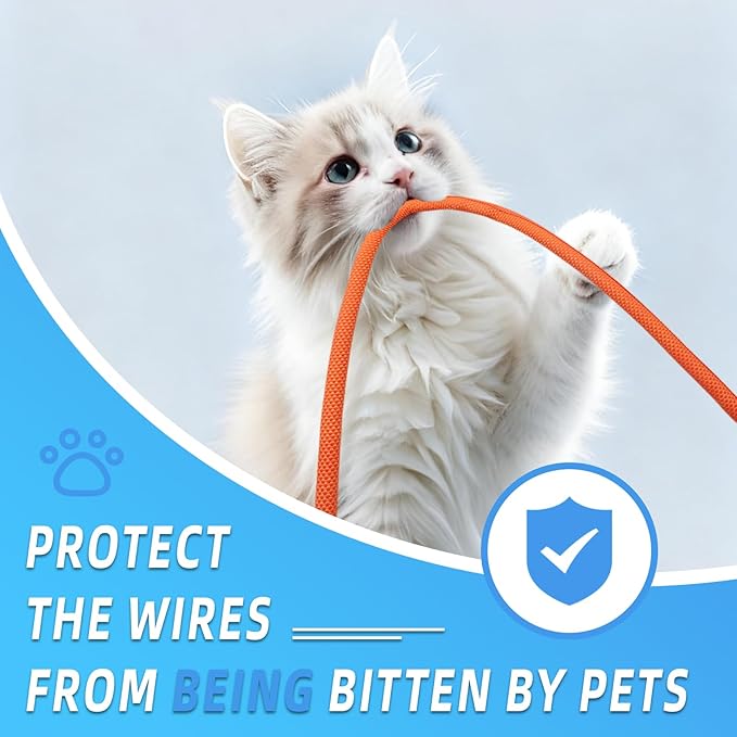Automotive Wire Loom Tubing, Split Braided Cord Protectors from Pets No Chew, Flexible Cable Sleeve Cable Management for TV/Computer/Electric Wires (Orange, 3/8"-10ft)
