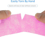 24 Pack Self Adherent Cohesive Wrap Bandages Non Woven Cohesive Bandage Elastic Self Adhesive Bandage Wrap Sports Athletic Tape First Aid Tape for Wrist Ankle Pet Vet Wrap Grip Cover 2 inch (Pink)