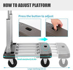 Foldable Platform Cart 29" x 17" x 35" Aluminum Platform Truck 330lbs Capacity Folding Push Cart Adjustable Heavy Duty Platform Cart Dolly for Car House Office Luggage Moving