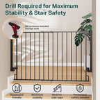 Cumbor Expandable 31.6-48" Baby Gate for Stairs, Wall-Mounted, 2-in-1 No Bottom Bar Dog Gate Indoor, Pet Gate for Doorways with Large Walk Thru Door, Child-Proof Safety Gate for Kids (Black)