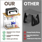 Label Holder for Rolls and Fan-Fold Labels, Wooden Thermal Sticker Roll Holder for Desktop Thermal Label Printer, Solid Shipping Label Holder & Desktop Label Printer Accessory Supplies, White