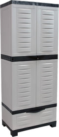 Sunnydaze Lockable Storage Cabinet - Indoor or Garage Storage Cabinet with 3 Adjustable Shelves - 57.5" H - Garage, Office, Home, Laundry Room - Gray