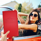 Car Registration and Insurance Card Holder, Leather License Document Red Glove Box Compartment Organizer, Car Wallet Case for Essential Info, License Cards, ID Card