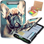 Clipboard with Storage,Heavy Duty Plastic Storage Clipboard with Low Profile Clip,Teacher Must Haves,Office Supplies,French Bulldog