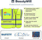 BeautyWill Custom Logo Safety Vest Class2 High Visibility Reflective Vest Breathable Construction Vest