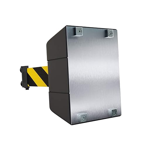 Crowd Control Warehouse - CCW Series WMB-220 Magnetic Wall Mount Retractable Belt Barrier - 15 Foot, Black and Yellow Safety Belt and Black ABS Case